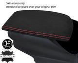 RED STITCHING REAL SUEDE ARMREST LID COVER FITS CITROEN DS5 2011-2017 CUSTOM NEW