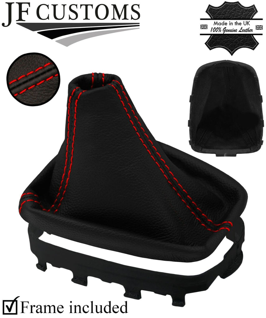 RED STITCH LEATHER GEAR GAITER+PLASTIC FRAME FOR CHEVROLET ORLANDO 2011-2017