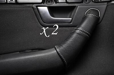 WHITE STITCH FITS AUDI A4 B6 2000-2004  2X DOOR HANDLE COVERS 100% LEATHER