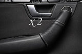 WHITE STITCH FITS AUDI A4 B6 2000-2004  2X DOOR HANDLE COVERS 100% LEATHER