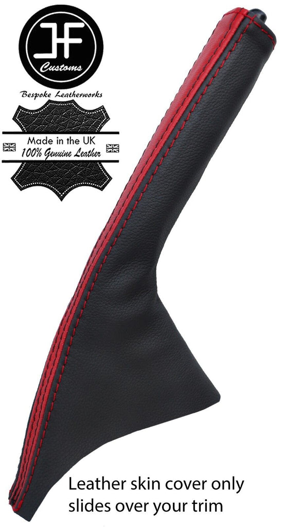 BLACK & RED TOP GRAIN LEATHER HANDBRAKE GAITER FOR TOYOTA CELICA MK6 94-98