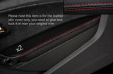RED STITCH 2X FRONT DOOR ARMREST SKIN COVER FITS VW POLO MK5 09-17 3 DOOR