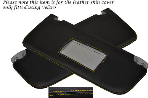 YELLOW STITCH FITS VAUXHALL OPEL CORSA D 06-13 2X SUN VISORS LEATHER COVERS ONLY