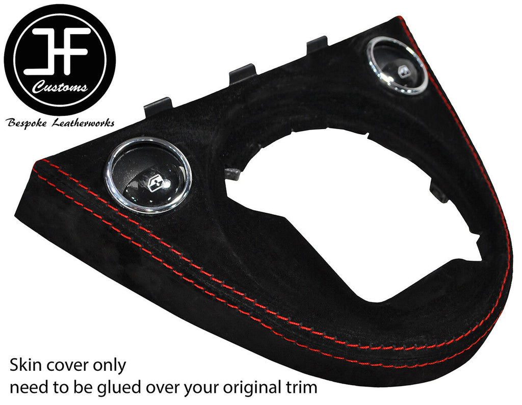 RED STITCH MANUAL GEAR SURROUND SUEDE COVER FOR FIAT 500 2016-2019 CUSTOM NEW