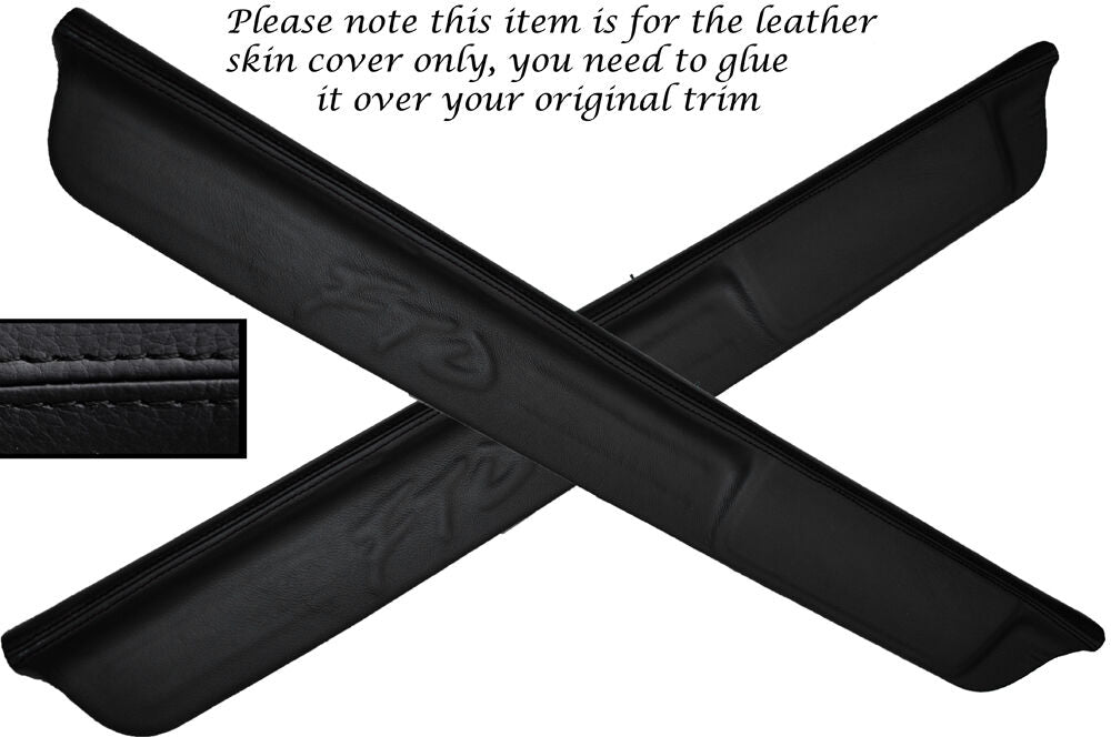 BLACK STITCH 2X DOOR SILL TRIM SKIN COVERS FITS MITSUBISHI FTO 1994-2001