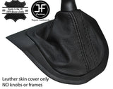 BLACK & BLACK STRIPE TOP GRAIN LEATHER GEAR GAITER FITS VW T6 TRANSPORTER 16-19