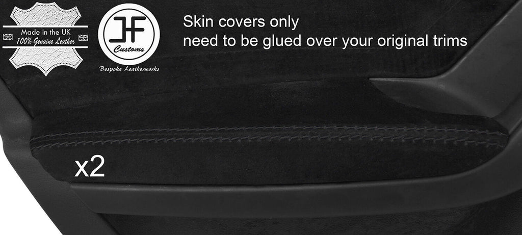 BLACK STITCH 2X REAR DOOR ARMREST REAL SUEDE COVERS FITS AUDI A4 B8 2008-2015