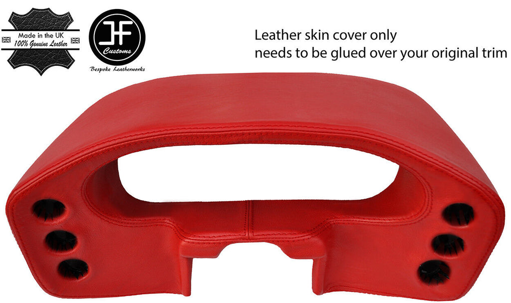 RED REAL LEATHER SPEEDO DASH POD COVER FITS PORSCHE 928 1990-1995 CUSTOM NEW