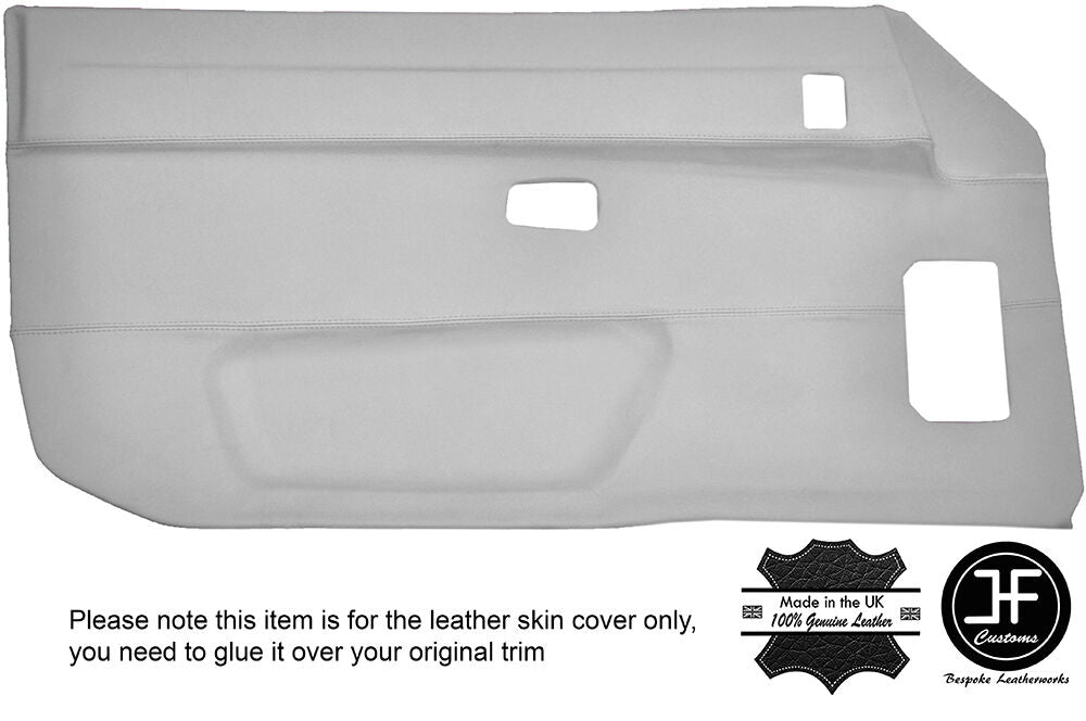 WHITE  LEATHER 2X FULL DOOR CARD LEATHER COVER FITS PORSCHE 924 944 1986-1990