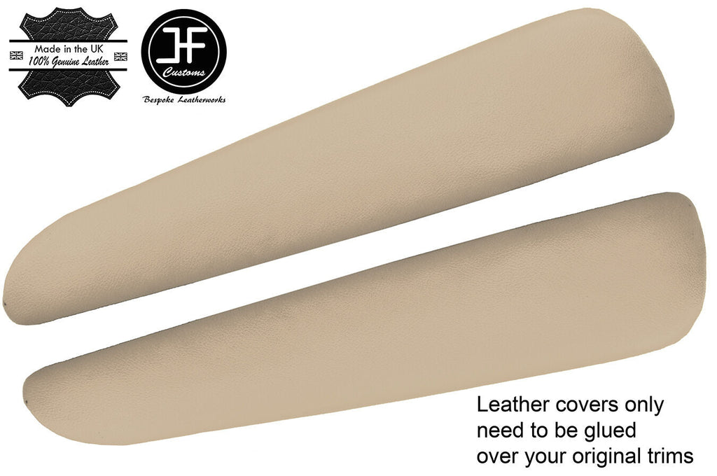 BEIGE LEATHER 2X FRONT DOOR ARMREST PAD COVERS FITS BMW E46 CONVERTIBLE COUPE