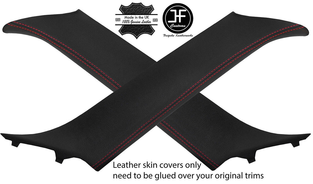 RED STITCH 2X A PILLAR LEATHER COVERS FITS BMW MINI COOPER R50 R53 01-06