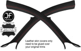 RED STITCH 2X A PILLAR TOP GRAIN LEATHER COVERS FITS AUDI TT MK2 06-14 COUPE