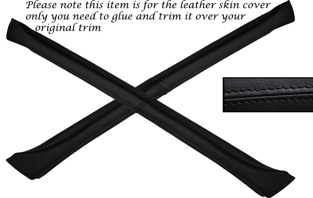BLACK STITCH 2X A POST PILLAR LEATHER SKIN COVERS FITS AUDI QUATTRO UR COUPE GT
