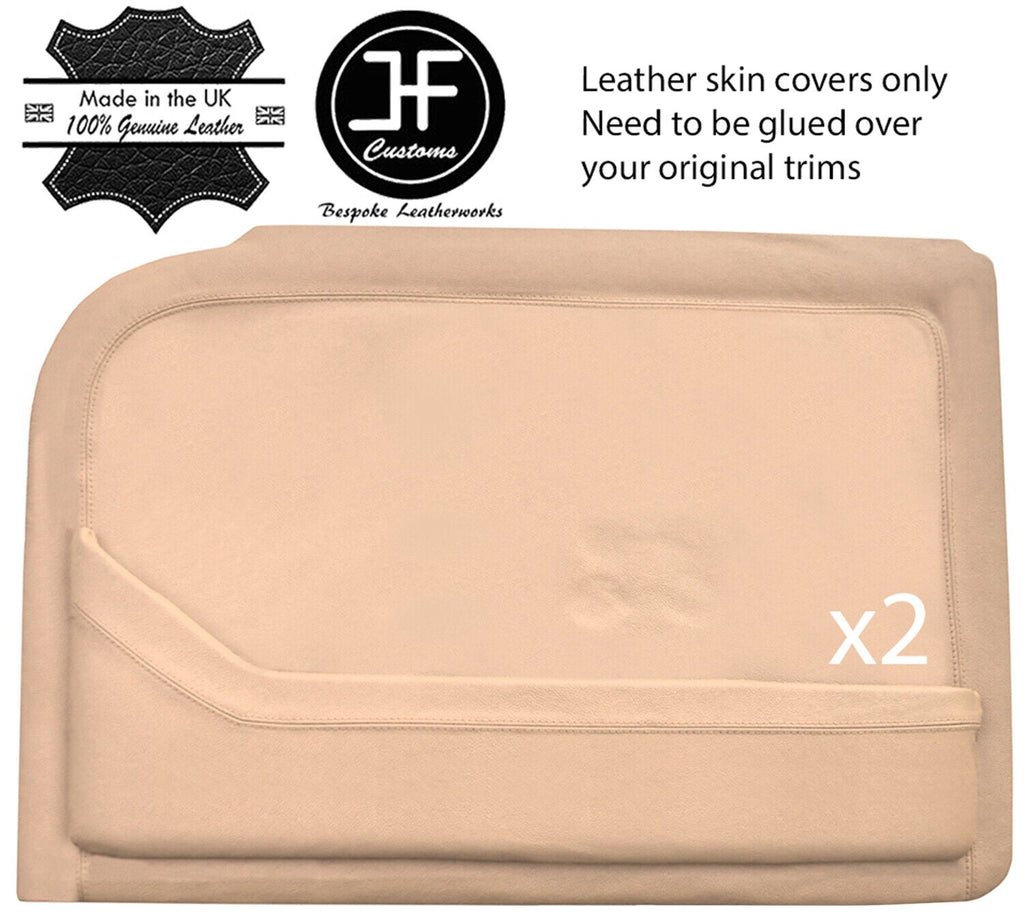 BEIGE REAL LEATHER 2X FRONT DOOR CARDS COVERS FITS ROVER P5 P5B V8 COUPE