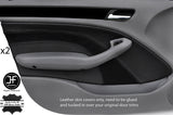 BLACK STITCH 2X FRONT DOOR CARD LEATHER & SUEDE COVERS FOR BMW E46 SALOON 98-05