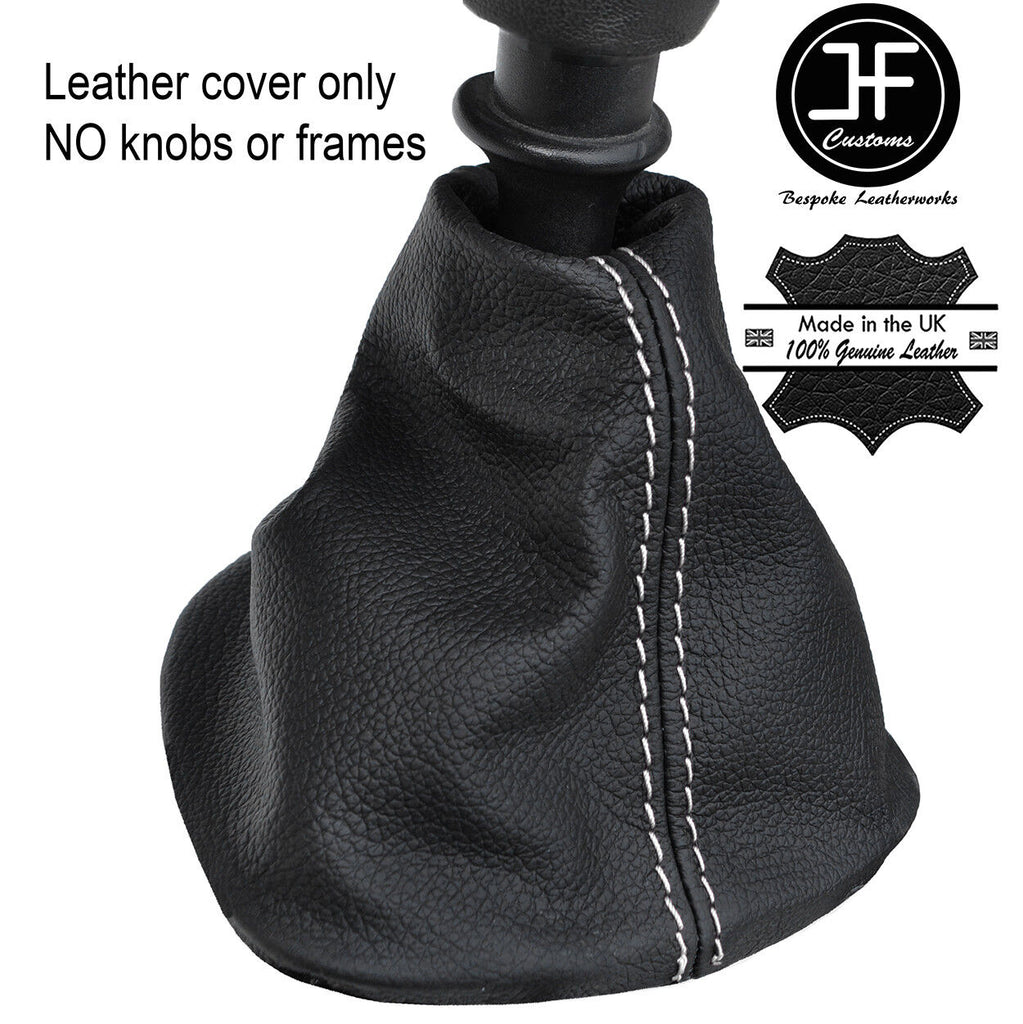 WHITE STITCHING TOP GRAIN LEATHER MANUAL GEAR GAITER FITS VAUXHALL VIVARO 01-14