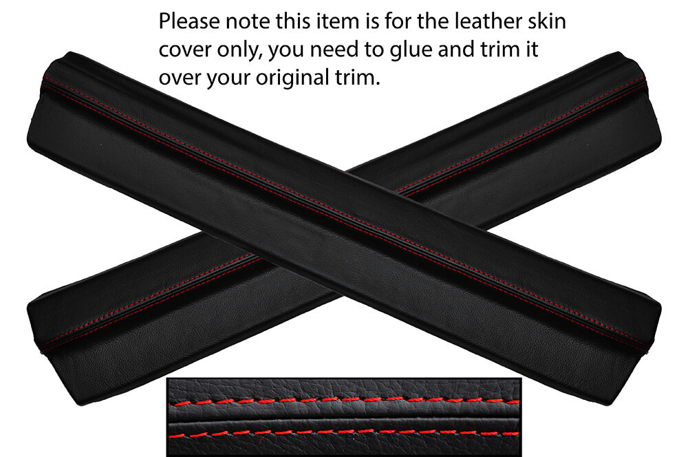 RED STITCH 2X DOOR SILL PLATE LEATHER SKIN COVERS FITS MAZDA RX7 FD3S 92-02