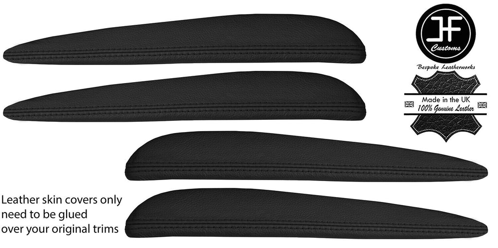BLACK REAL LEATHER 4X TOP DOOR CARD TRIM COVERS FOR JAGUAR S-TYPE 1999-2008