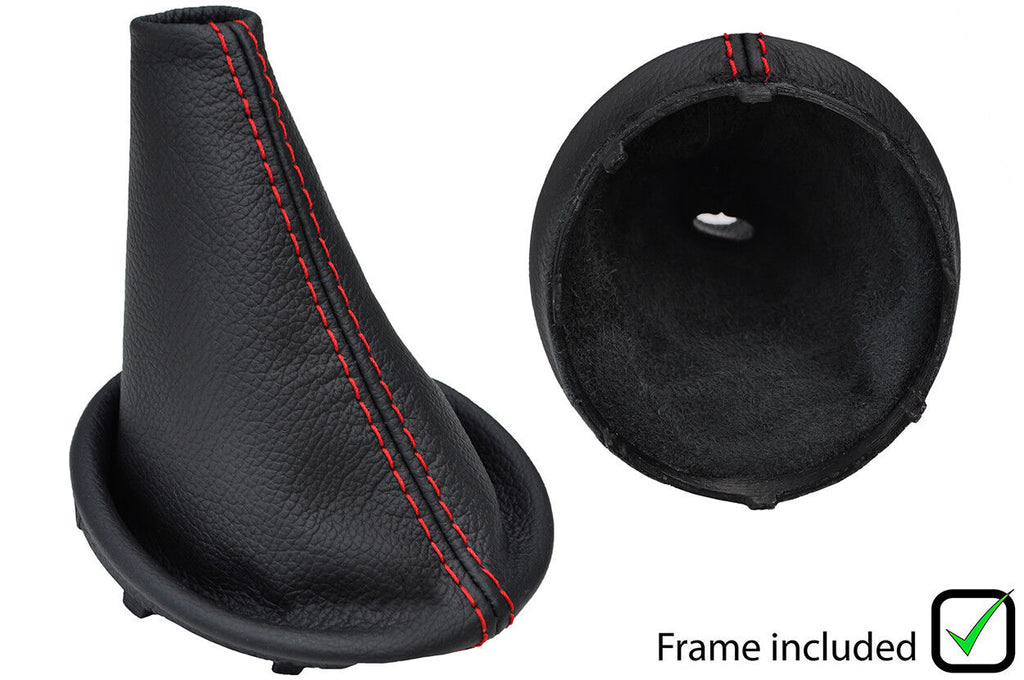 RED STITCH LEATHER MANUAL GEAR GAITER+PLASTIC FRAME FITS SMART FORFOUR 14-18