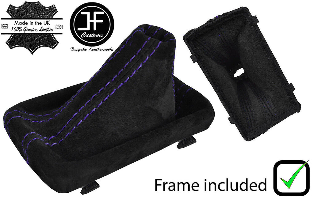 PURPLE STITCH REAL SUEDE GEAR GAITER PLASTIC FRAME FOR AUDI A5 8T 2007-2015 DSG