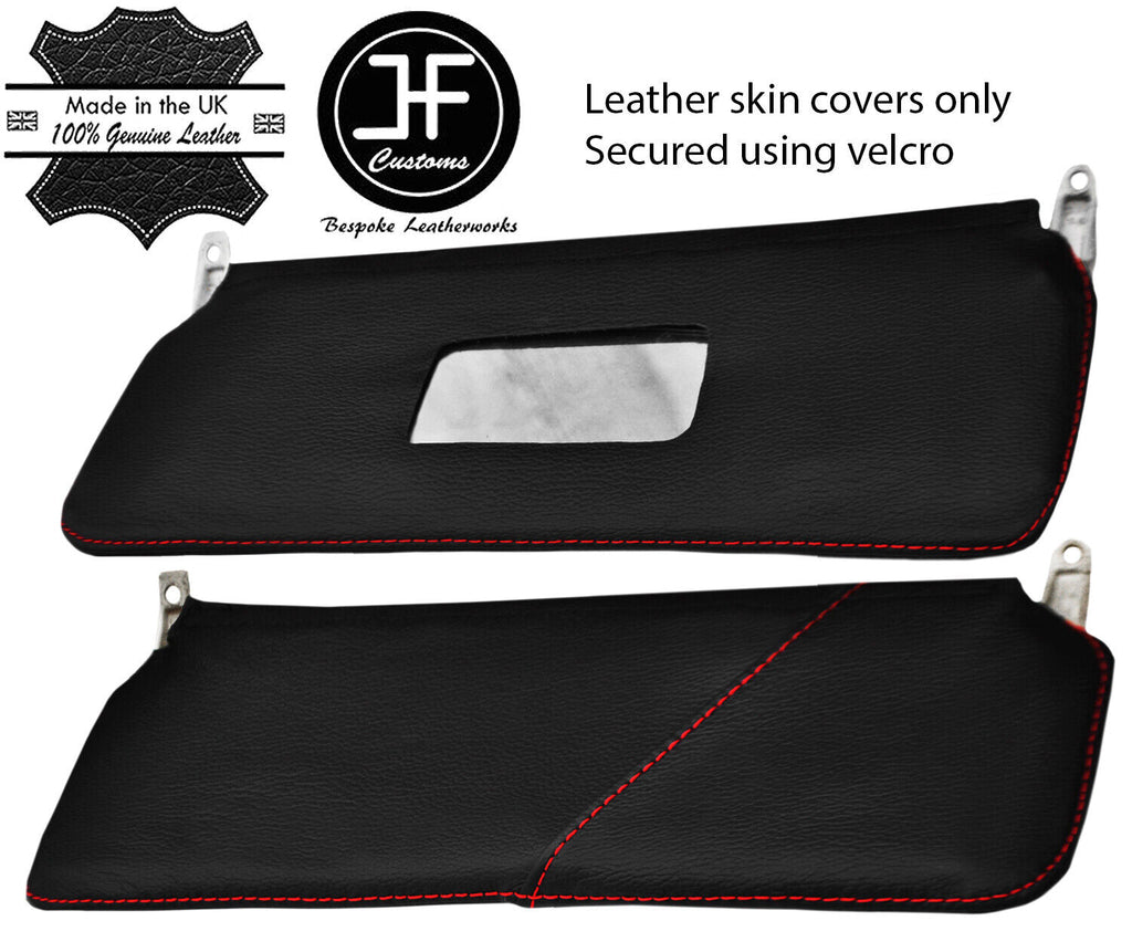 RED STITCHING 2X SUN VISORS LEATHER COVERS FITS ROVER MINI CLASSIC 1990-2000
