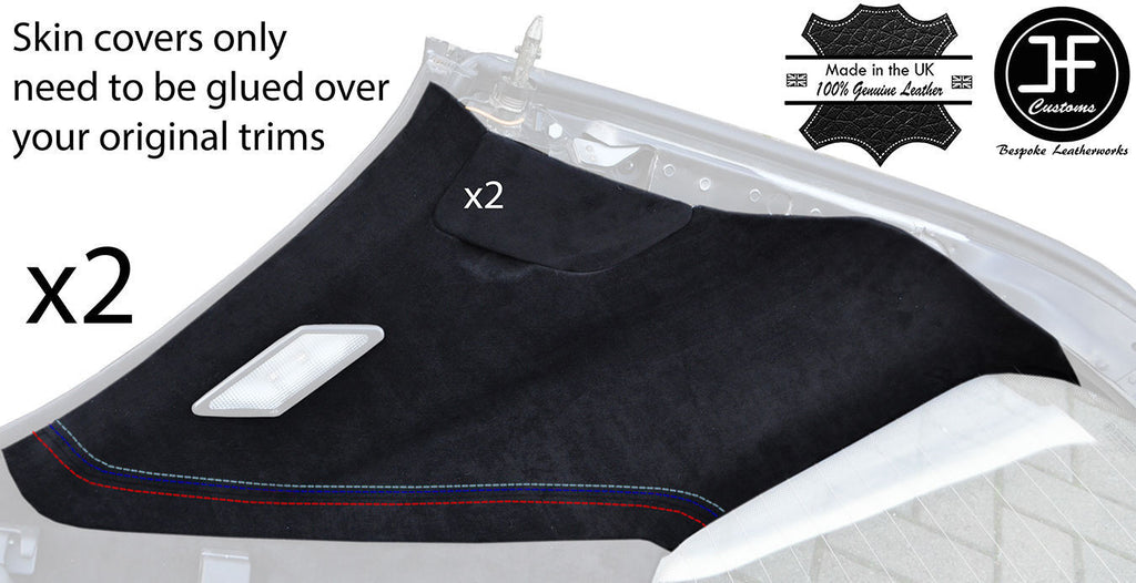 TRI STITCH CONVERTIBLE HARDTOP 2X REAR C PILLAR PU SUEDE COVERS FITS BMW E36