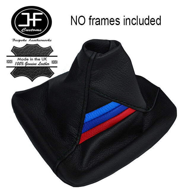TRI STRIPES BLACK STITCH LEATHER GEAR GAITER FITS BMW 5 SERIES F10 F11 2010-2016
