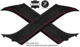 RED  STITCH 2X A PILLAR SUEDE COVERS FITS BMW MINI COOPER R50 R53 2001-2006