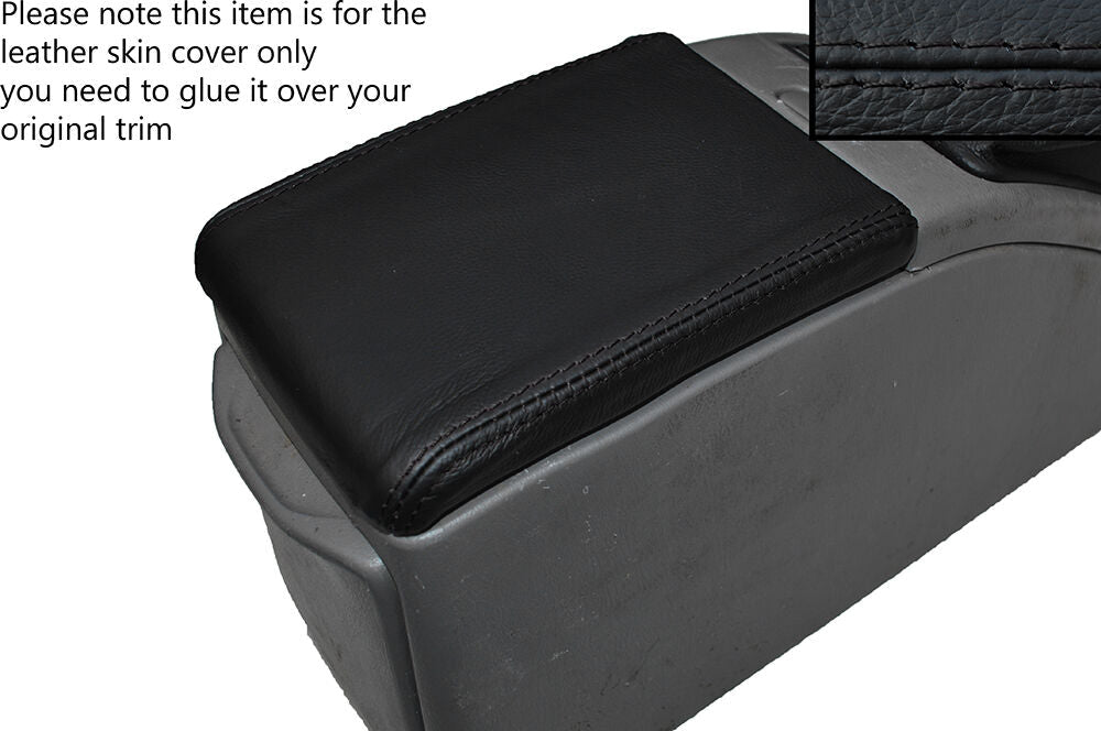BLACK STITCHING LEATHER ARMREST LID SKIN COVER FITS SUBARU FORESTER 2003-2005