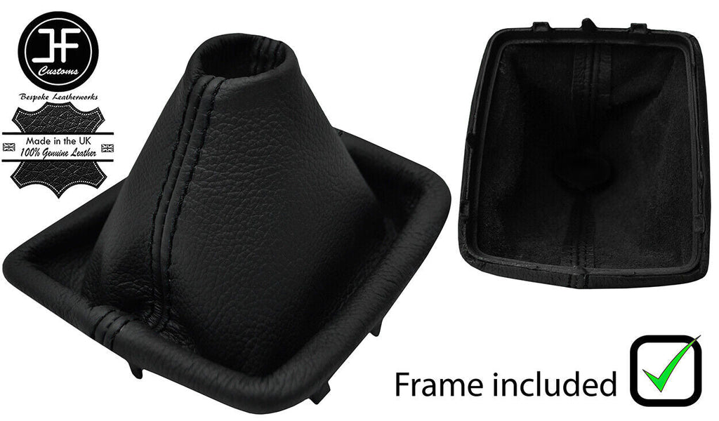 BLACK STITCH LEATHER GEAR GAITER+PLASTIC FRAME FOR RENAULT LAGUNA MK3 2007-2015