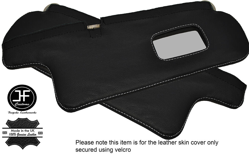 WHITE STITCHING 2X SUN VISORS LEATHER COVERS FITS TOYOTA COROLLA GT AE82