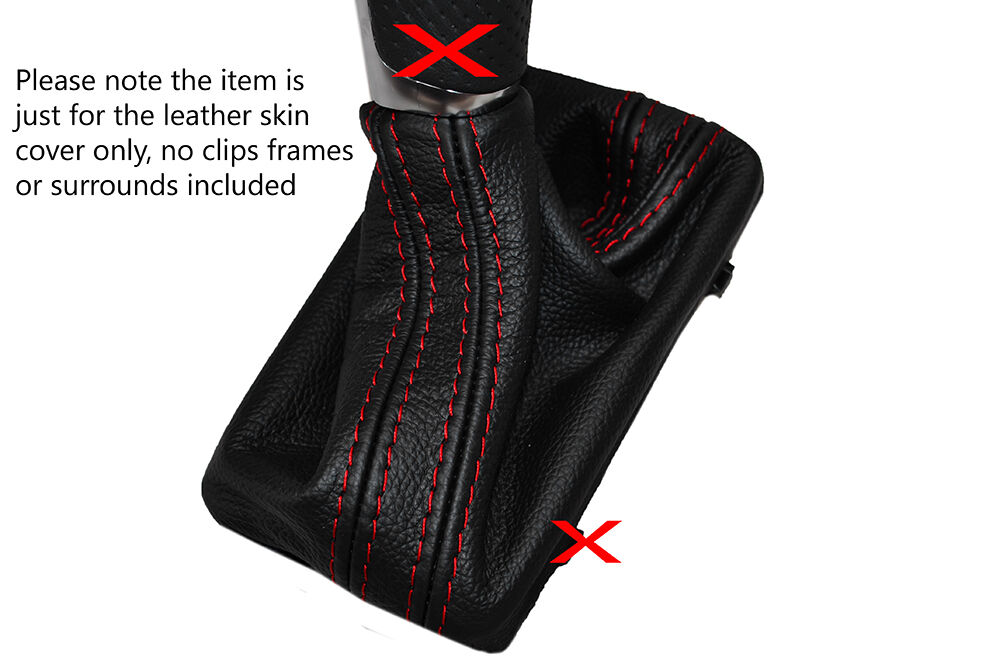 RED STITCH AUTO AUTOMATIC LEATHER GEAR GAITER FITS AUDI A6 C7 2011-2014