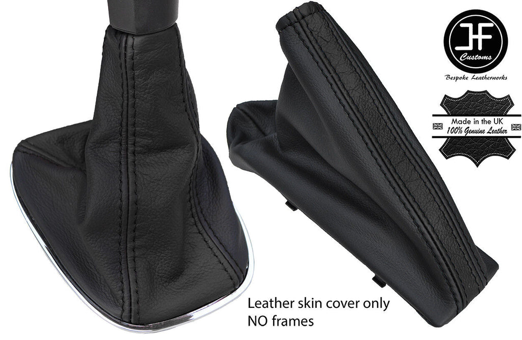 BLACK & BLACK TOP GRAIN LTHR GEAR HANDBRAKE GAITER FOR VAUXHALL CORSA D 06-14