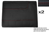 RED STITCH 2X FRONT DOOR CARD LEATHER SKIN COVERS FITS FORD 100E CUSTOM NEW