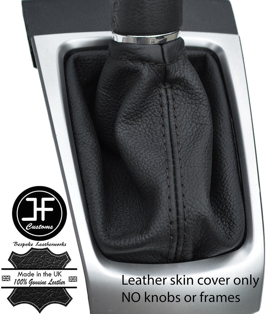 BLACK STITCHING REAL LEATHER GEAR GAITER FITS NISSAN MICRA K14 2017-2019