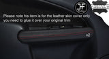 RED STITCHING 2X DOOR CARD HANDLE TRIM SKIN COVERS FITS MAZDA 2 2008-2015