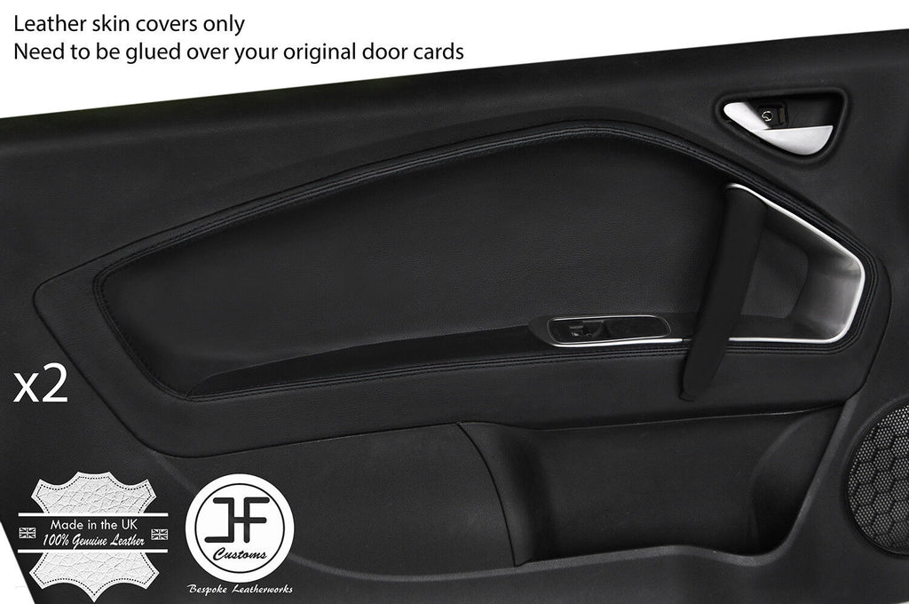 BLACK STITCH 2X FRONT DOOR CARD TRIM LEATHER COVERS FOR ALFA ROMEO MITO 08-17