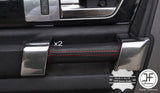 RED STICH 2X FRONT DOOR HANDLE LEATHER COVER FOR LAND ROVER DISCOVERY 4 09-15