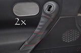 FITS RENAULT MEGANE  2002-2008 2X DOOR HANDLE COVERS red stitching CUSTOM NEW