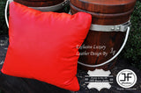 1X RED EXCLUSIVE LUXURY GENUINE LEATHER CUSHION ROUND CORNERS 18" x 18"
