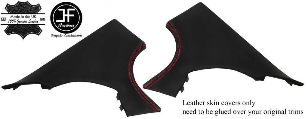 RED STITCH 2X REAR C PILLAR LEATHER COVERS FOR BMW 5 SERIES F10 2010-2016