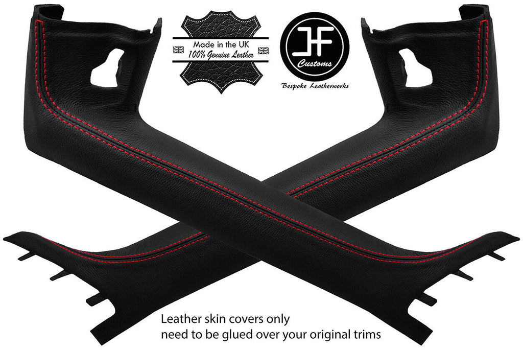 RED STITCHING 2X A PILLAR REAL LEATHER COVERS FITS BMW Z4 E89 2009-2017