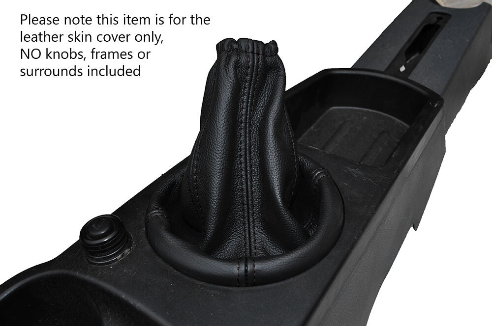 BLACK STITCHING MANUAL LEATHER GEAR GAITER FITS CHEVROLET MATIZ 2005-2011