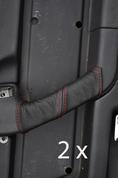 red stitch FITS ALFA ROMEO 164 87-98 2X DOOR HANDLE LEATHER COVERS CUSTOM NEW