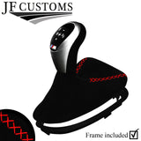 RED LUX-STITCH SUEDE AUTO DCT GEAR GAITER+PLASTIC FRAME FOR BMW E90 E92 E93