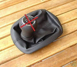 FITS VW POLO 9N 9N2 2002-2009 DARK GREY REAL LEATHER GEAR GAITER GREY STITCH
