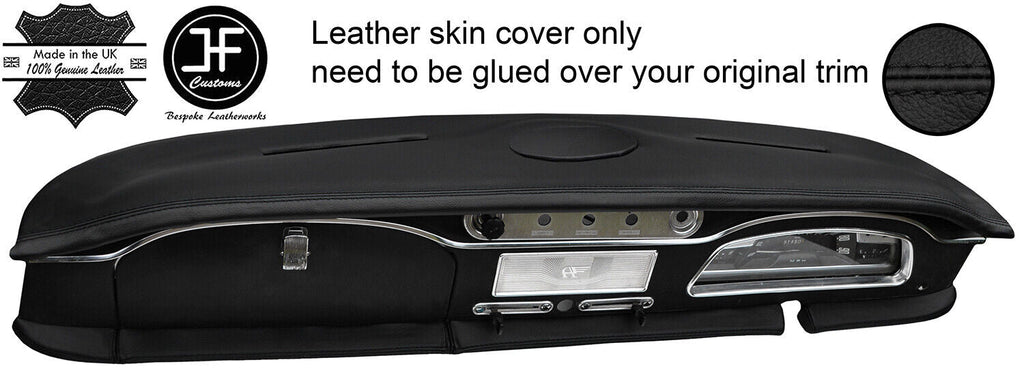 BLACK STITCH TOP DASH DASHBOARD & LOWER DASH RAIL LEATHER COVERS FOR AUSTIN A40
