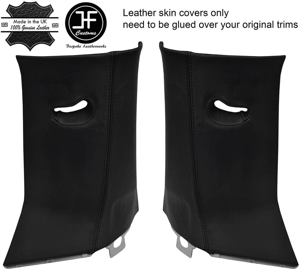 BLACK & BLACK LEATHER 2X UPPER D PILLAR COVERS FOR LAND ROVER DISCOVERY 4 09-16