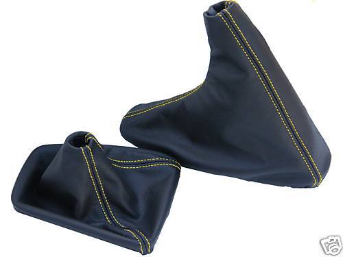 FITS BMW E36 YELLOW STITCH LEATHER GEAR+HANDBRAKE GAITER NEW CUSTOM NEW