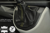 YELLOW STITCHING MANUAL LEATHER GEAR GAITER FITS VW T6 TRANSPORTER 2016-2017+